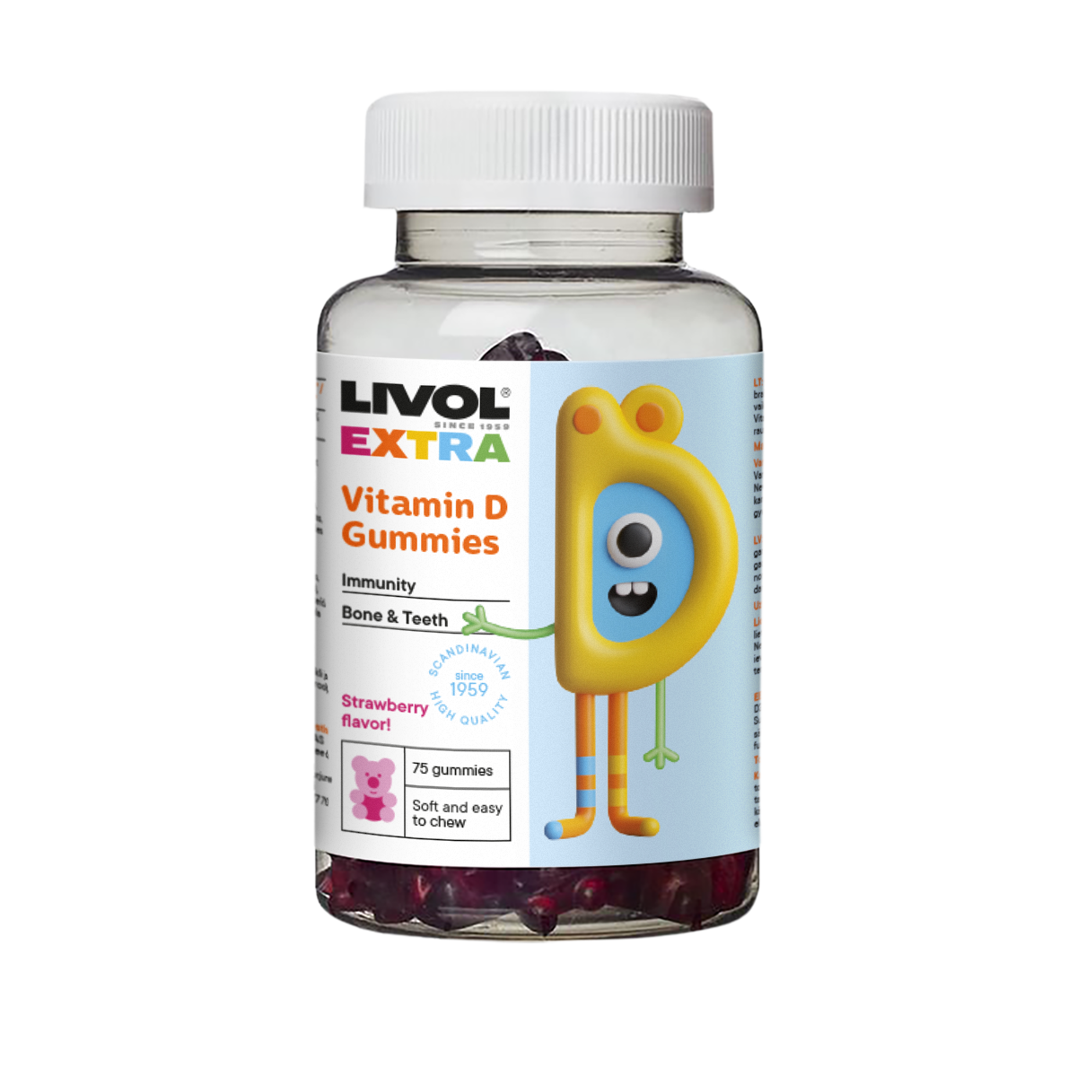Livol Extra Kummikarud D- vitamiiniga, 75 tbl
